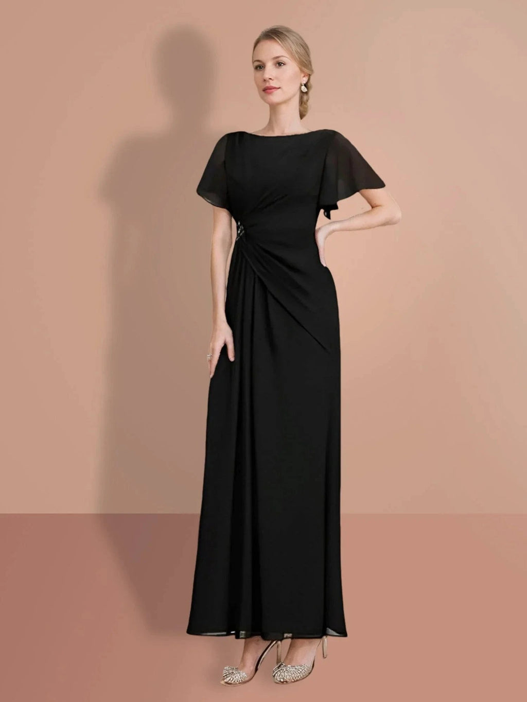 Sheath/Column Ankle-Length Short Sleeves Mother of the Bride Dresses