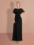 Sheath/Column Ankle-Length Short Sleeves Mother of the Bride Dresses