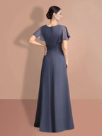 A-Line/Princess  Short Sleeves Jewel Neck Mother Of The Bride Dresses