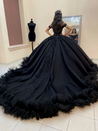 Ball Gown Black Quinceanera Dress Off the Shoulder Wedding Dress Gothic,Y2414