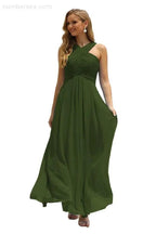 Numbersea Women Halter Chiffon Bridesmaid Dress A-line Long Formal Prom Gown SEA28015