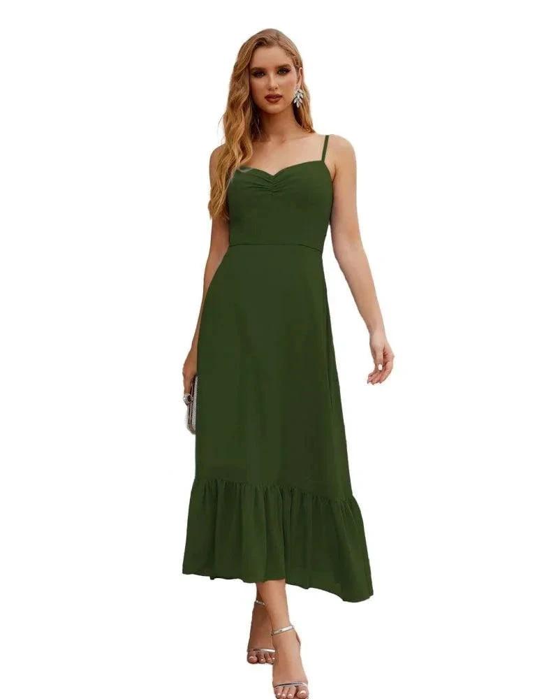 Numbersea  Spaghetti Strap Chiffon Bridesmaid Dress Ankle Length Formal A Line Cocktail Party Homecoming Dress for Juniors  SEA28028