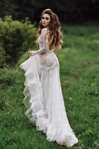 Mermaid Backless Long sleeves Lace Bohemian Wedding Dresses WD733