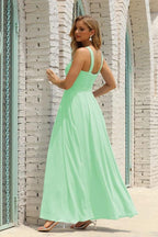 Numbersea Women Halter Chiffon Bridesmaid Dress A-line Long Formal Prom Gown SEA28015