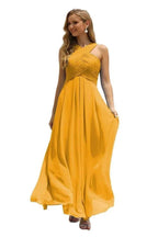 Numbersea Women Halter Chiffon Bridesmaid Dress A-line Long Formal Prom Gown SEA28015