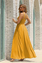 Numbersea Women Halter Chiffon Bridesmaid Dress A-line Long Formal Prom Gown SEA28015