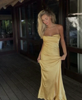 Simple Yellow Sheath Evening Dress Yellow Party Gown Y7241