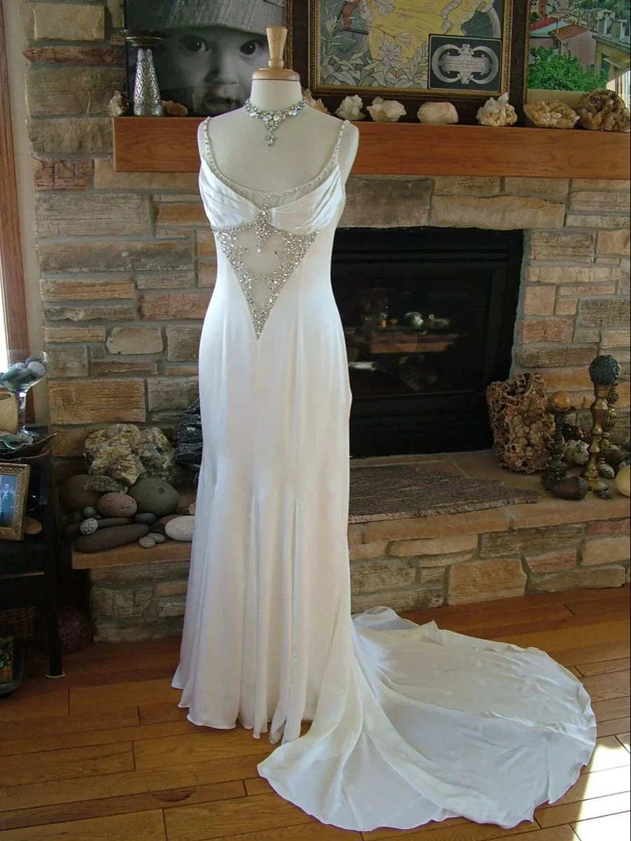 Sparkle White Long Wedding Dress,Wedding Guest Dress Y4399