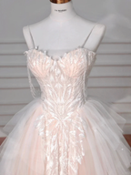 Classy Light Pink Tulle ALine Wedding Dress,Formal Prom Evening Dress Y8623