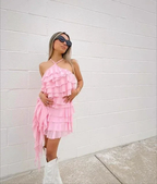 Pink Layered Homecoming Dress Pink Party Dress Y2295