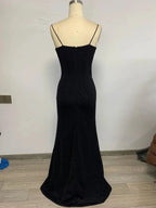 Black Long Prom Dresses Strapless Mermaid Evening Dresses Sparkle Tight Prom Dresses S7919