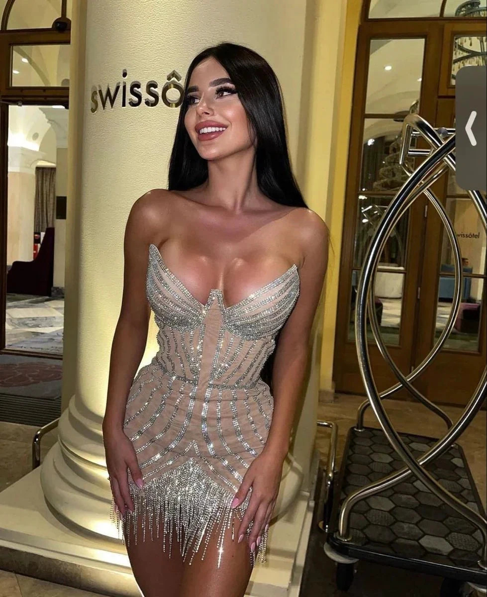Sexy Sweetheart Birthday Party Dress Cocktail Dress Shiny Homecoming Dress Y4421