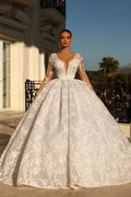 Noble sweetheart 3/4 length sleeves ball gown lace wedding dress rhinestones