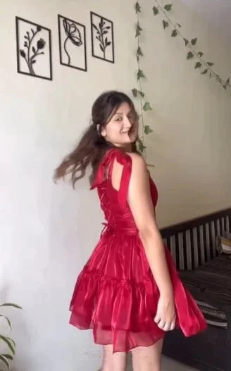 Sweet Red A Line Tulle Homecoming Dress Short Prom Dress Y8509