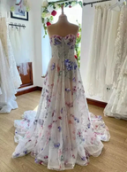 strapless a-line wedding dress with floral  Y6970
