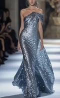 Glitter One Shoulder Sequins Mermaid Prom Dress Long Evening Dress Y8349