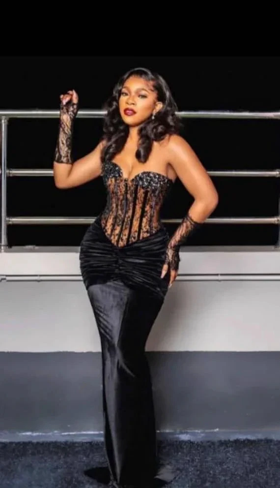 Vintage Black Mermaid Evening Dress Black Dinner Dress Y6679