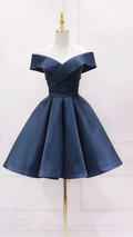 Simple Navy Blue Short Homecoming Dress Ruffle Mini Party Gowns Custom Made Women Party Gowns Short Graduation Dress Y2123