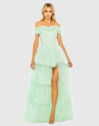 Off the Shoulder High Low Tulle Prom Gown SYP179