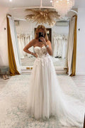 Off Shoulder Sweetheart Lace Appliques Modest Wedding Dress WD666