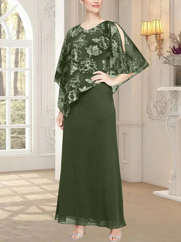Long Glitter Mesh Dress with Novelty Asymmetric Overlay Bodice