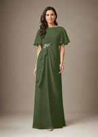 Dark Navy Sheath Beaded Chiffon Dress