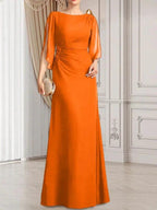 Sheath/Column Scoop Floor-Length Chiffon Mother of the Bride Dress With Pleated Beading