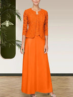 Glitter Lace & Satin Skirt Jacket Dress with Open Jacket