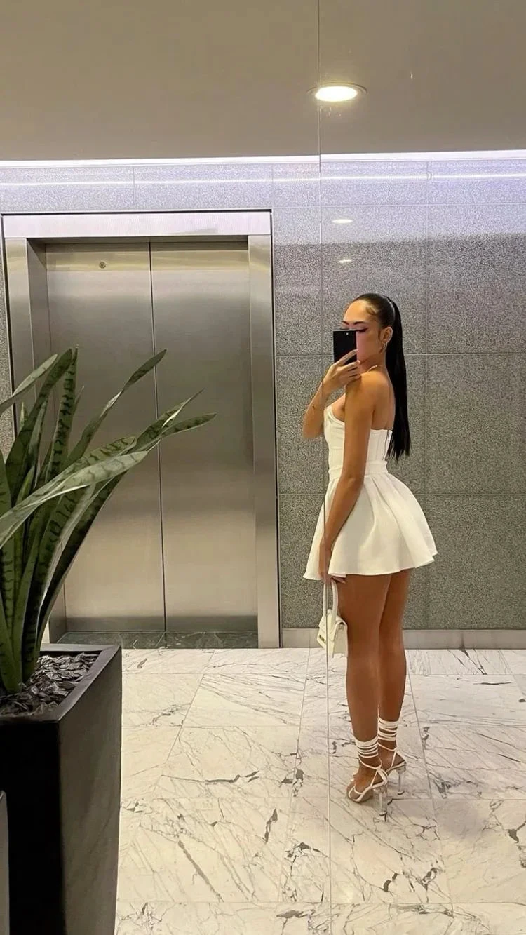Cute White Strapless Homecoming Dress White Party Dress Y1888