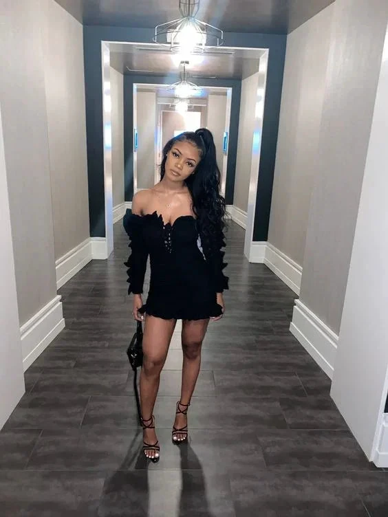 21st Birthday Outfit Black Girl Homecoming Dress Short Cocktail Dresses Y2105