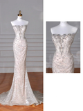 Sparkly Strapless Tulle Sequins Mermaid Prom Dress Long Evening Dress Y8616