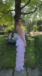 Sexy Halter Pink Layered Long Prom Evening Dresses,Chic Formal Gown Y1586