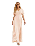 Numbersea Wrap V-Neck Chiffon Bridesmaid Dresses Long Formal Maxi Evening Gown for Wedding Guests  SEA28049