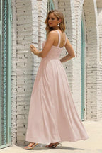 Numbersea Women Halter Chiffon Bridesmaid Dress A-line Long Formal Prom Gown SEA28015