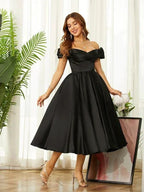 Homecoming Dresses Off the Shoulder Tea-Length Dresses SYH61