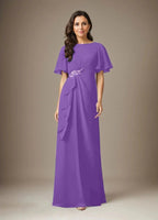Dark Navy Sheath Beaded Chiffon Dress
