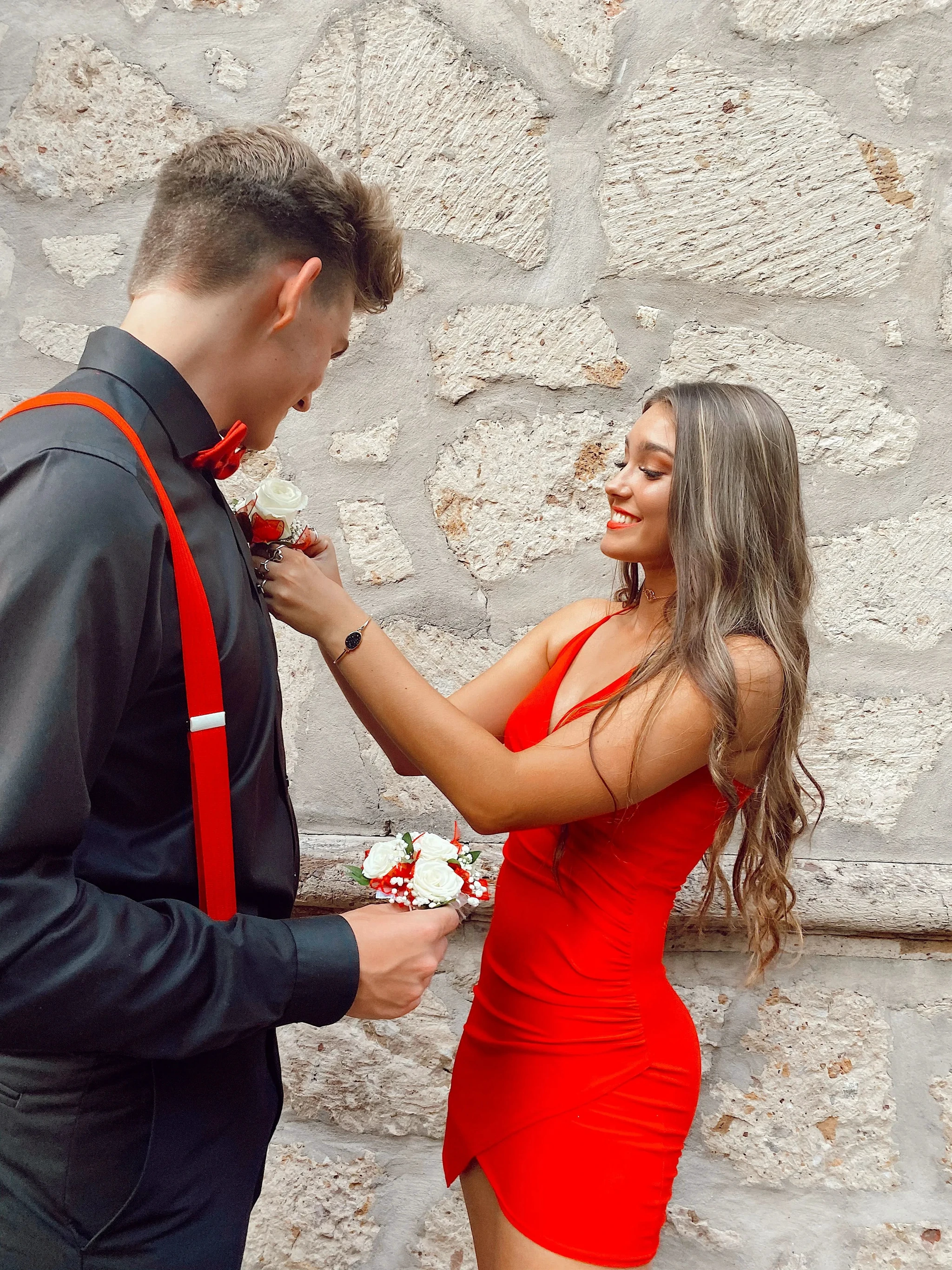 Red V Neck Sleeveless Homecoming Dress Party Dress Y2662