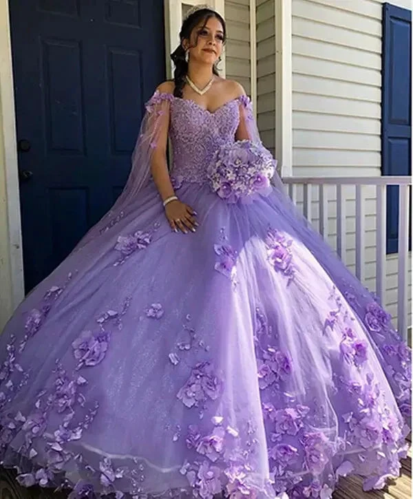 Pink Sweet 16 Dress,Pink Ball Gown With 3D Flowers,Pink Princess Dress  Y2337
