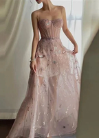 Sexy Pink A-line Prom Dress Pink Evening Gown Y6541