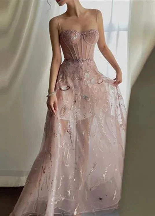 Sexy Pink A-line Prom Dress Pink Evening Gown Y6541