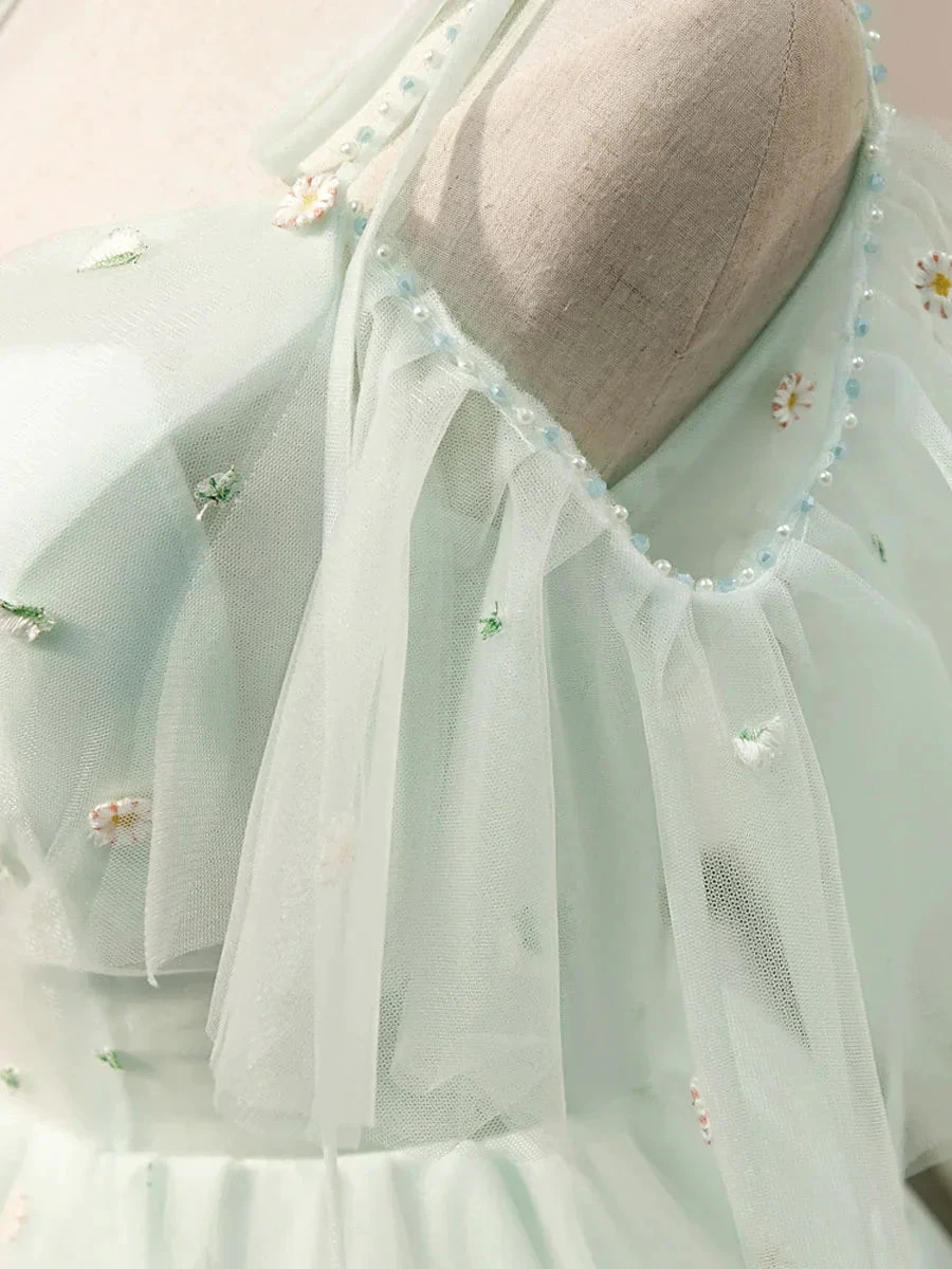 Simple Sweetheart Neck Tulle Short Dresses Puffy Green Homecoming Dresses Y2409