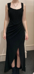 Vintage Black Straps Prom Dress Black Evening Dress Y6203