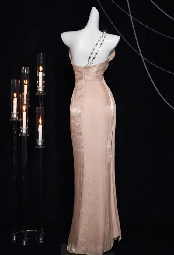 Pretty Pink One Shoulder Sheath Prom Evening Dress Y8199