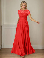 Dark Navy A-Line Boatneck Sequins Chiffon Dress