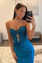 Royal Blue Strapless Mermaid Prom Dresses Evening Dresses PSK509