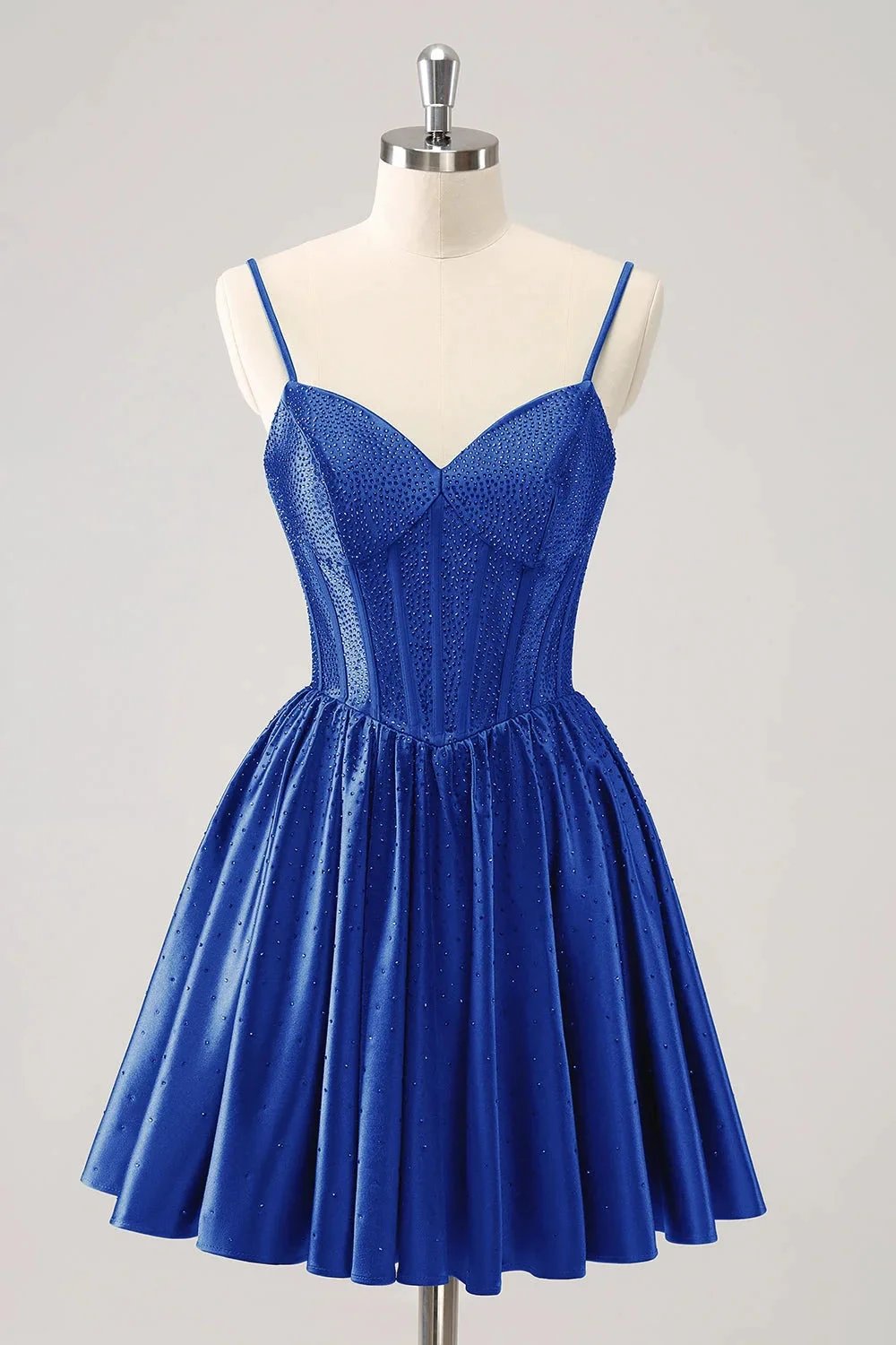 Cute Red A Line Spaghetti Straps Ruffle Corset Short Homecoming Dress with Beading