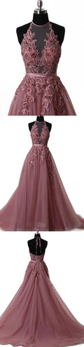 Elegant tulle lace long prom dress lace evening dress S5098