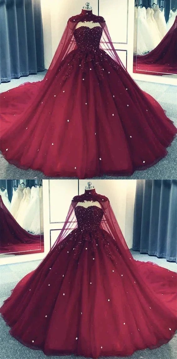 Tulle Ball Gown Prom Dress With Cape S8254