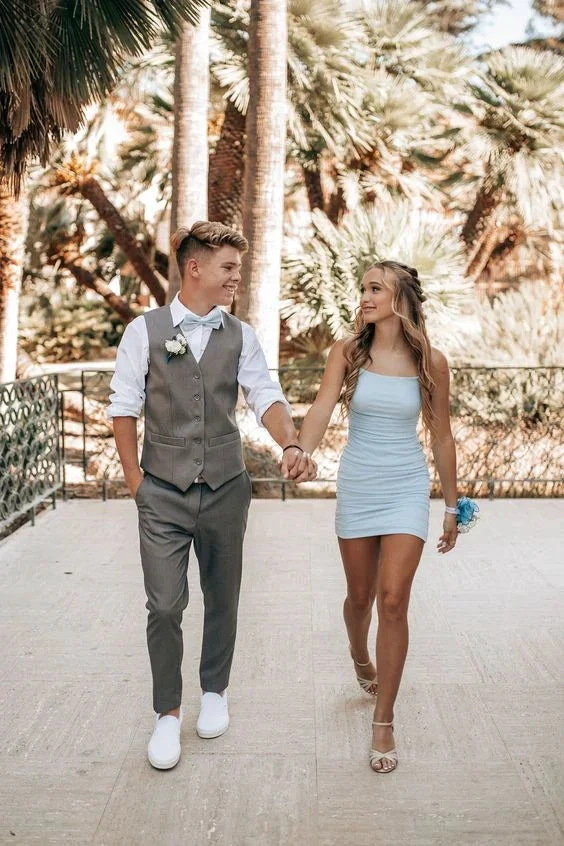 Sexy Blue Dress Blue Party Dress Short Blue Homecoming Dress Y2043