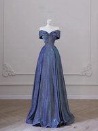 Glitter Off the Shoulder Long Prom Dresses Off Shoulder Long Formal Evening Dresses Y4365